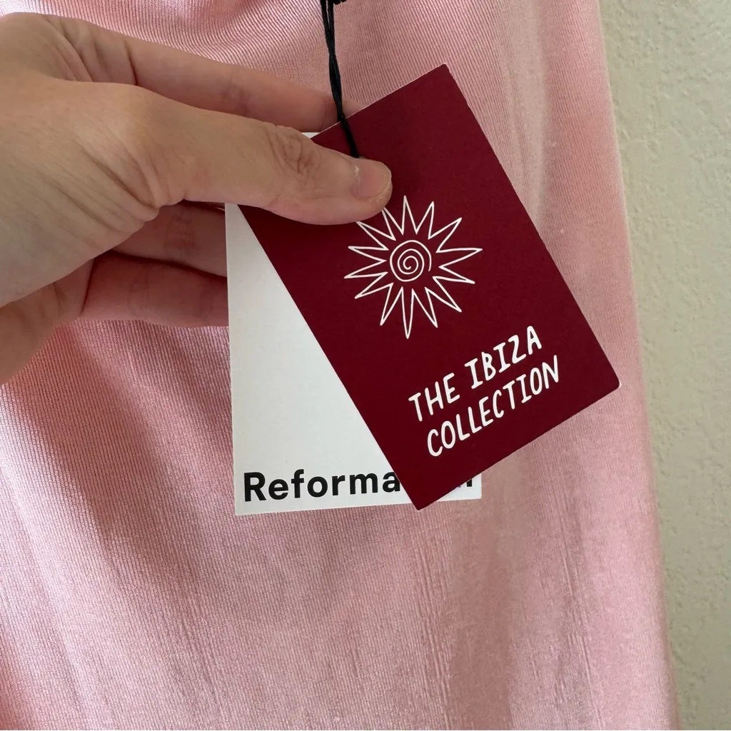 NEW REFORMATION Consuela Knit Dress Deep Cowl Halter Draped Neckline Ruched - Image 5