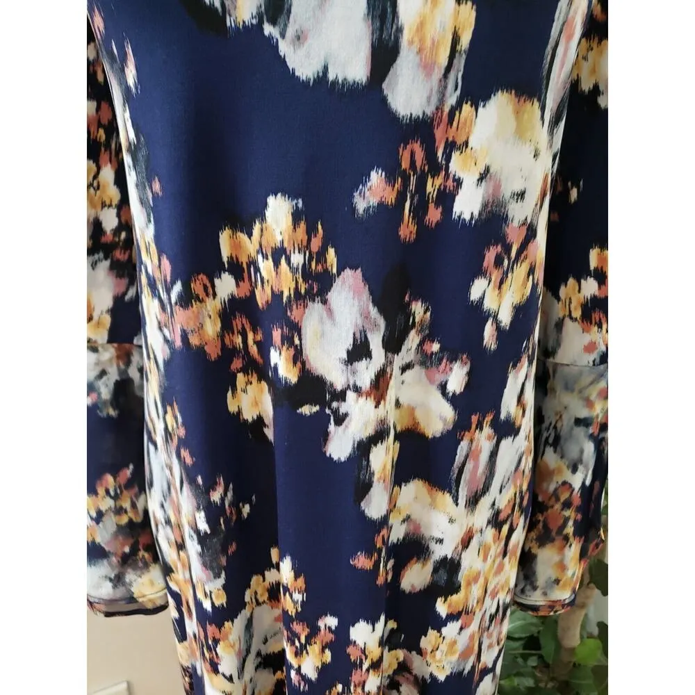 Est 1946 Women's Blue Tie Dye Long Sleeve Round Neck Pullover Shift Dress 18/20W - Image 3