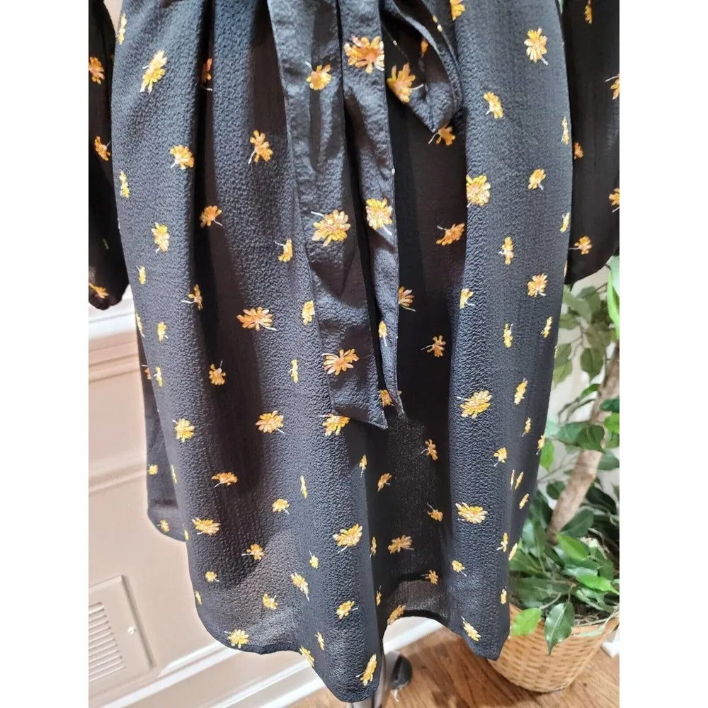 Madewell Women's Black Polyester Round Neck Long Sleeve Knee Length Dress Small - Image 4