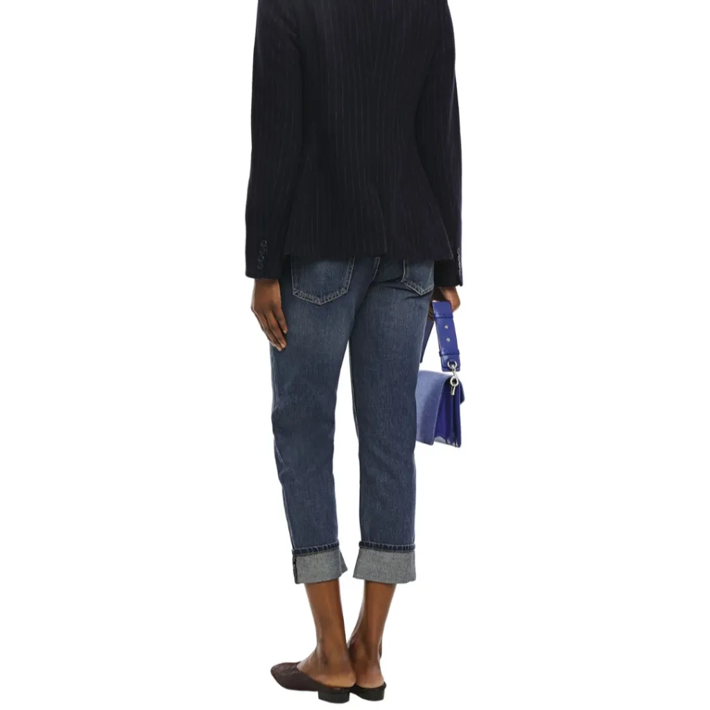 Current / Elliott Women's Blue Cropped Cuffed Hem Mid Rise Slim Leg Jeans 25 - Image 2