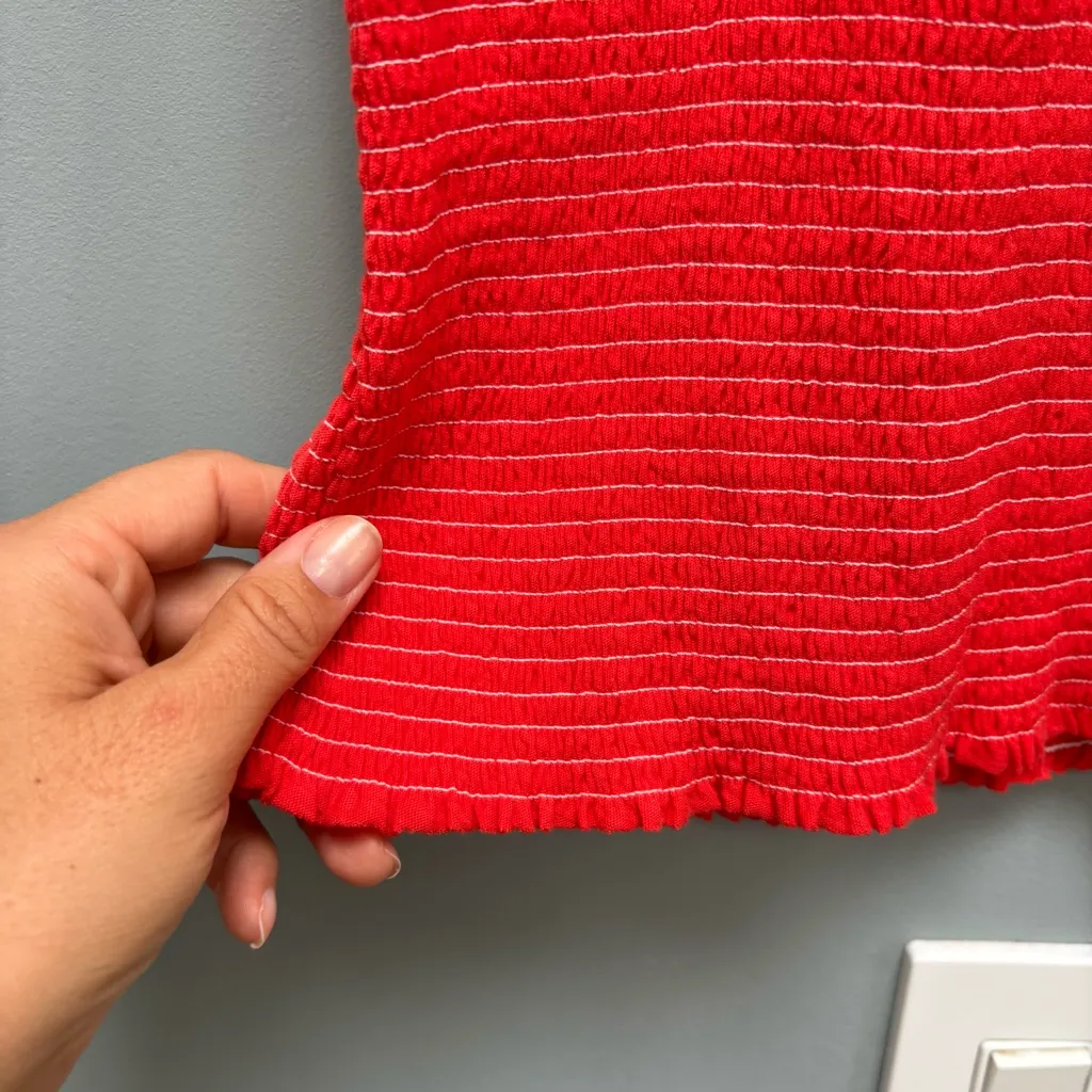 NATION LTD Christine Smocked Tank in Red XS - Image 8