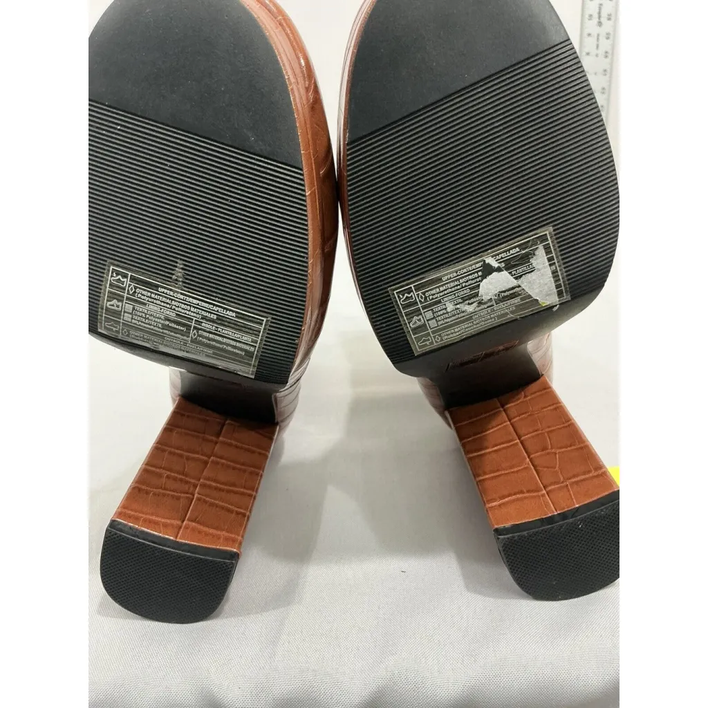 Womans Forever 21 Go Go Goovy Brown Zip Platform Heel Ankle Boots Size 9 NWOT - Image 7