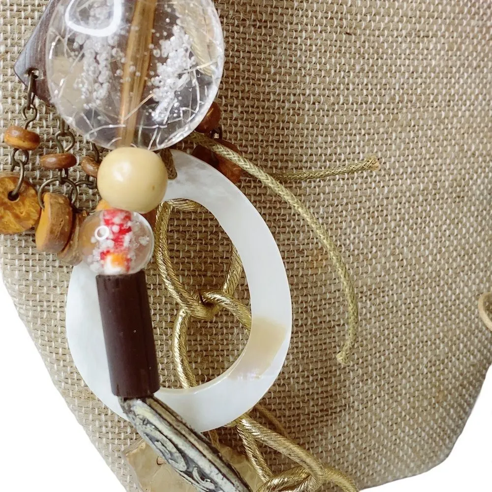 Ethnic Earthy Shell Coconut Shell Boho Bohemian Ornate Beaded Tassel Necklace - Image 6