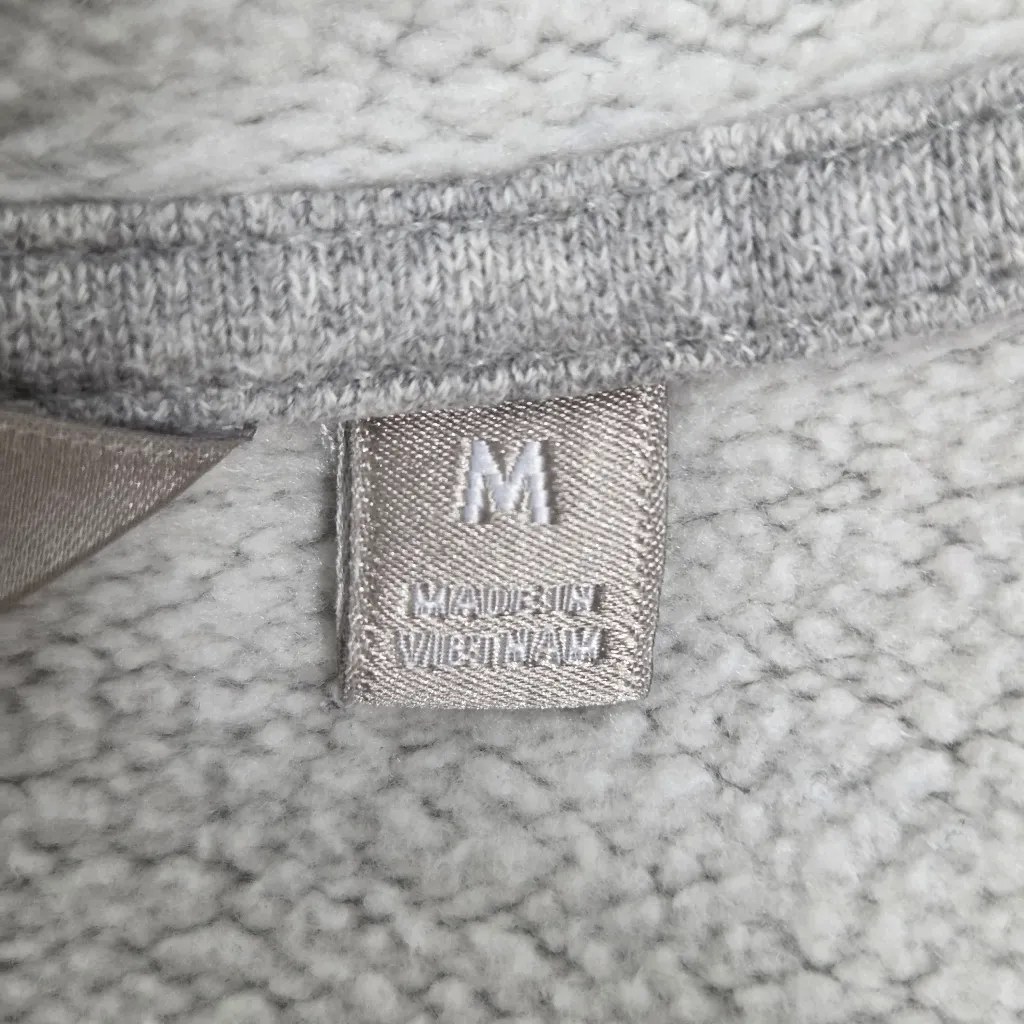 Athleta heathered gray fleece lined open front hooded heavy cotton cardigan coat - Image 6