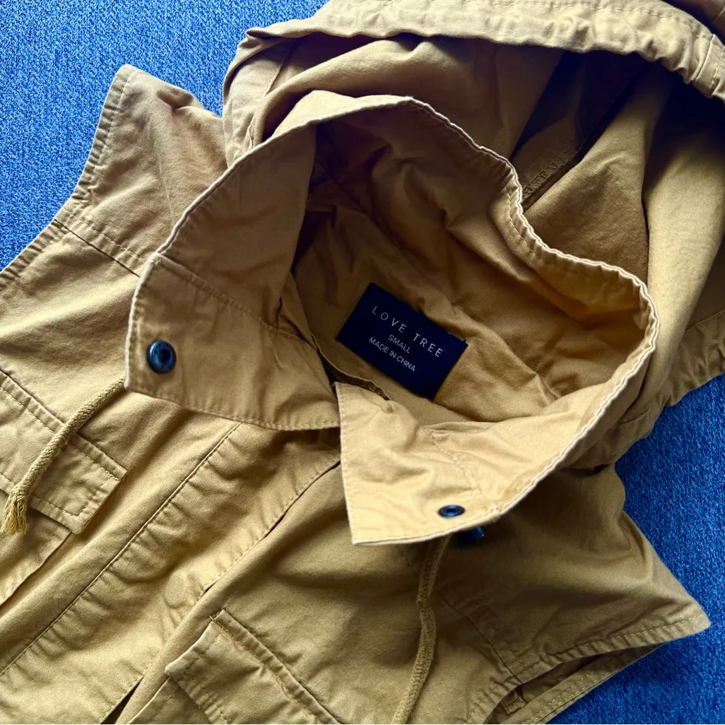 Love Tree  Yellow Hooded Button Up Vest Small - Image 2