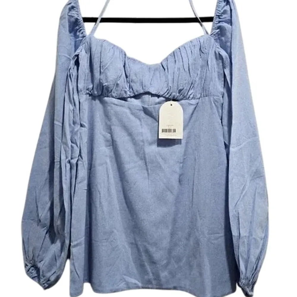 NWT Rumer The Camille Mini Dress Low Back Gathered Chest Front Cutout XS Blue - Image 2