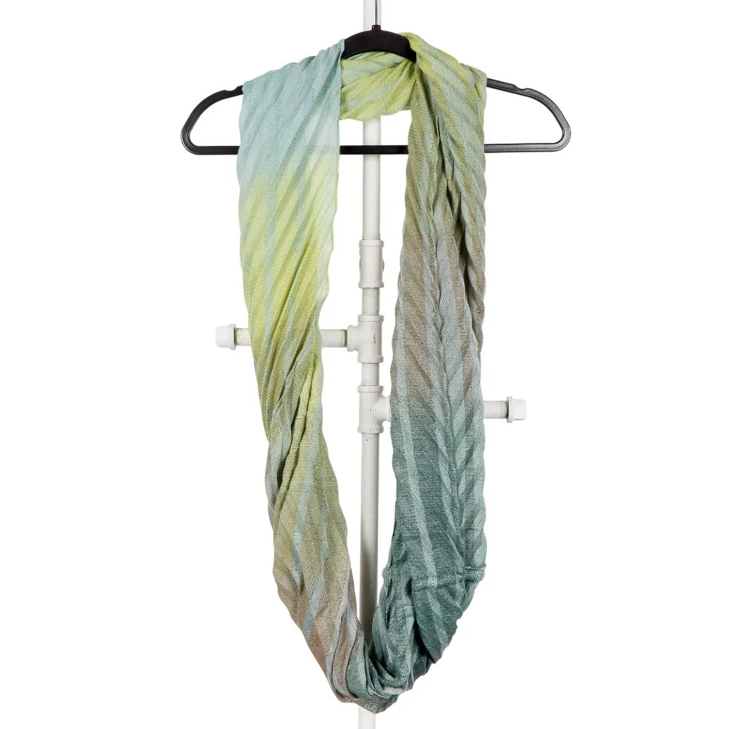 Infinity Scarf Aqua Lime Green Striped Wide Textured Folds Ombre Long Brown Blue - Image 5