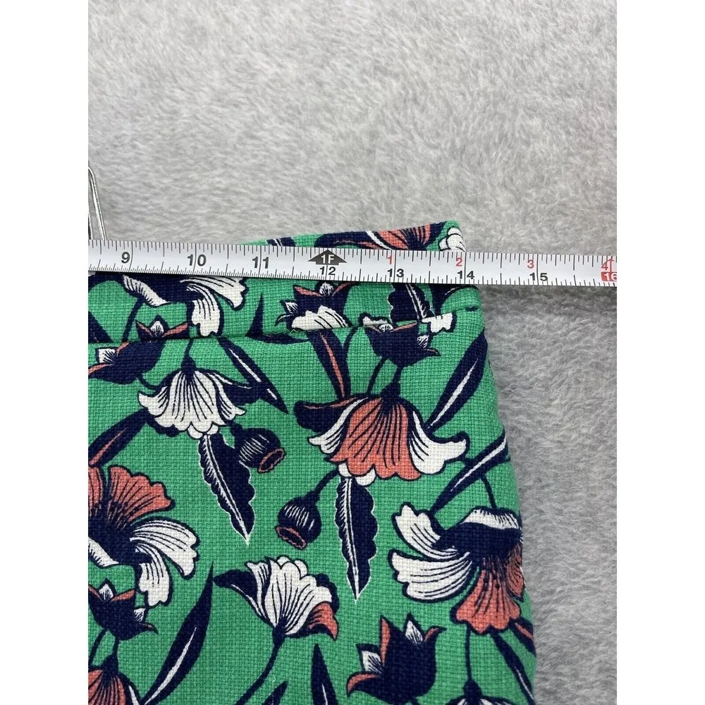 J by J.Crew Women's A Line Skirt Green Floral Pencil Size 0 Lined 100% Cotton - Image 7