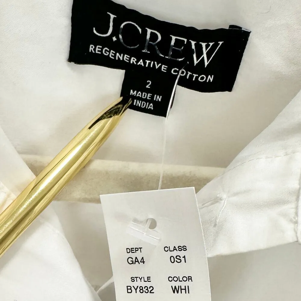 J.Crew Elena Shirtdress Midi Cotton Poplin White Classic Minimalist US 2 NWT - Image 8