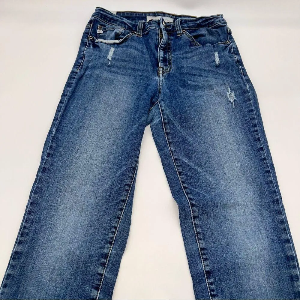 KanCan Estilo Style Women's Medium Wash Straight Leg Ankle Length Distress Jeans Blue Size 28 - Image 9