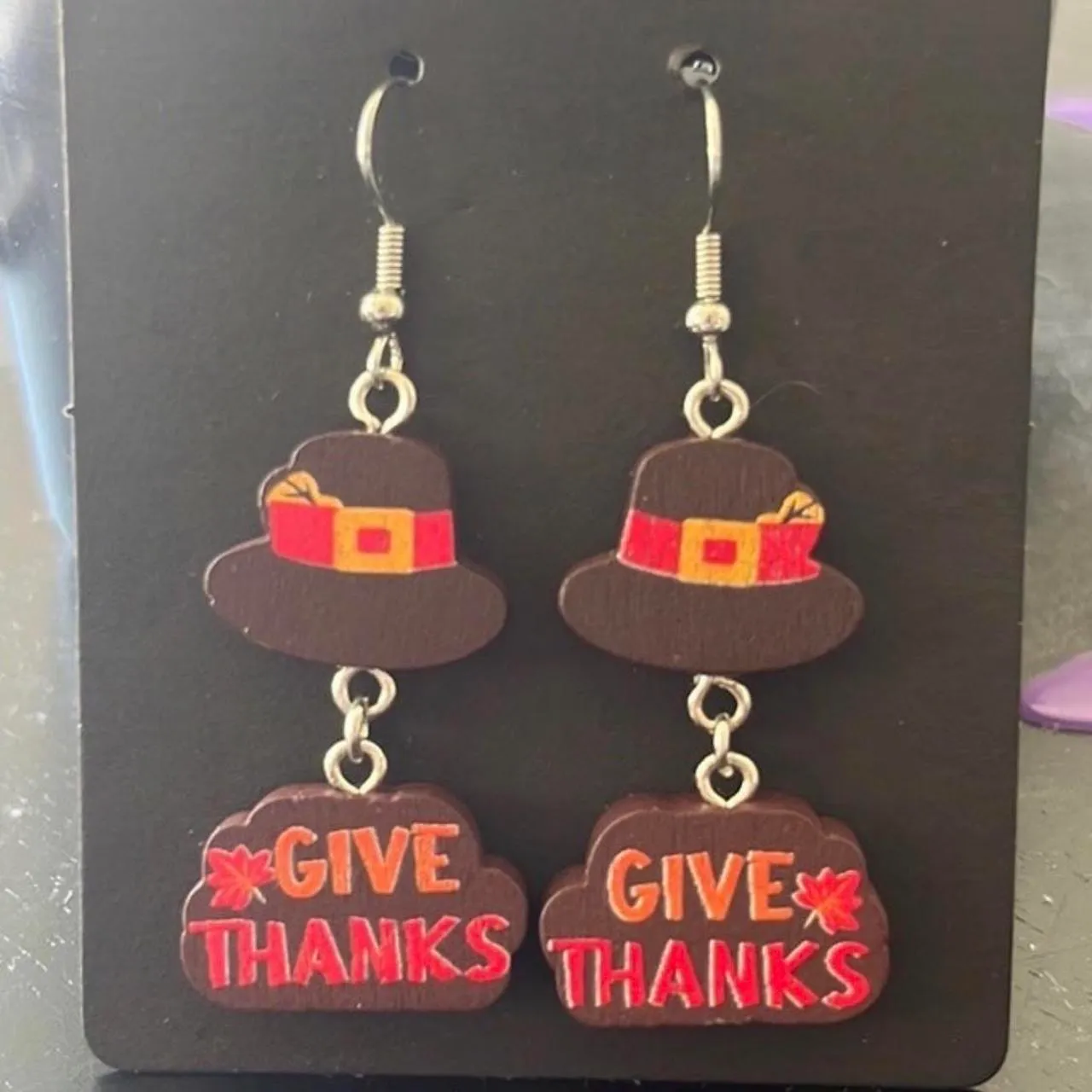Boutique Wooden Give Thanks Earrings - Image 3