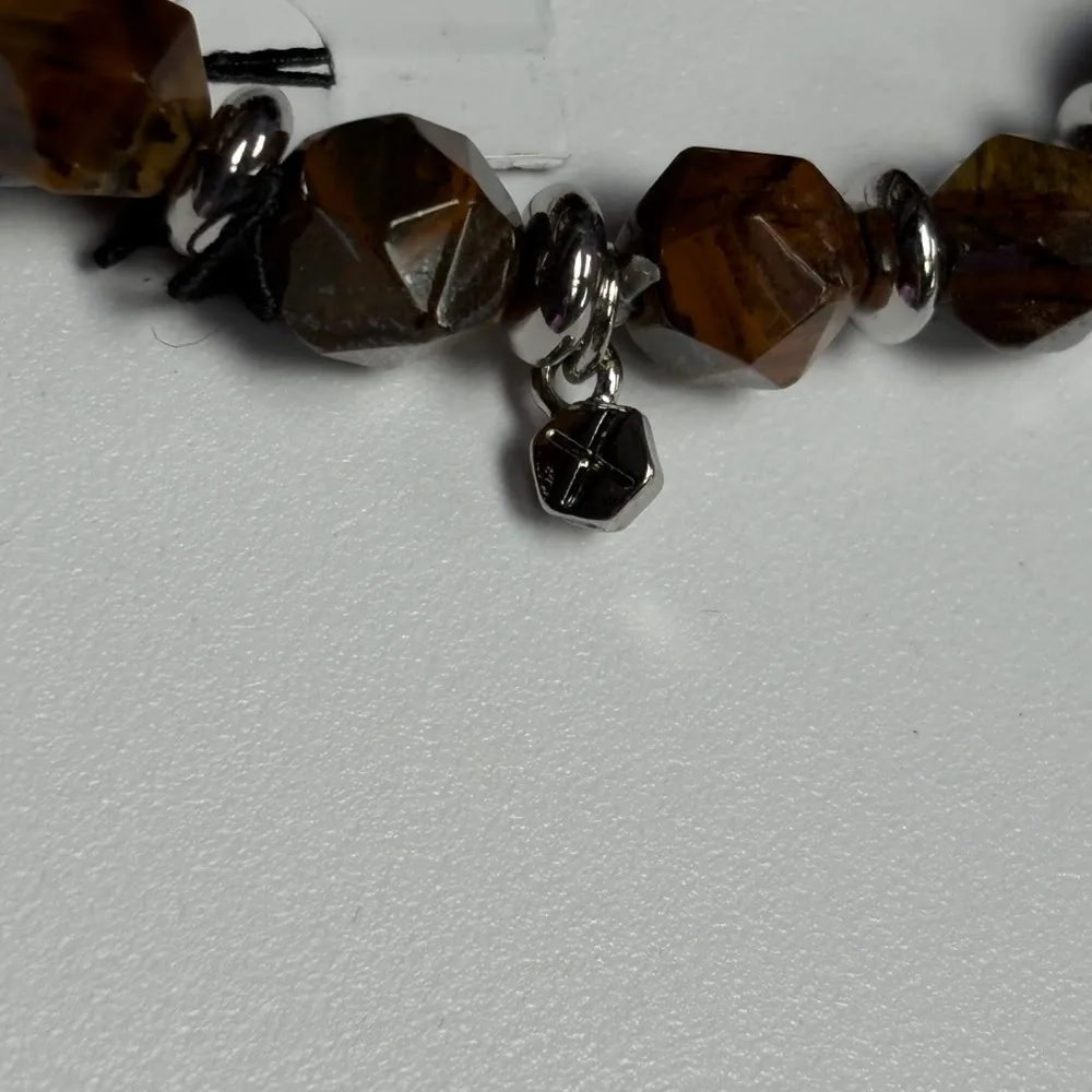 Express Silver and Browns Beaded Minimalist Bracelet - Image 4