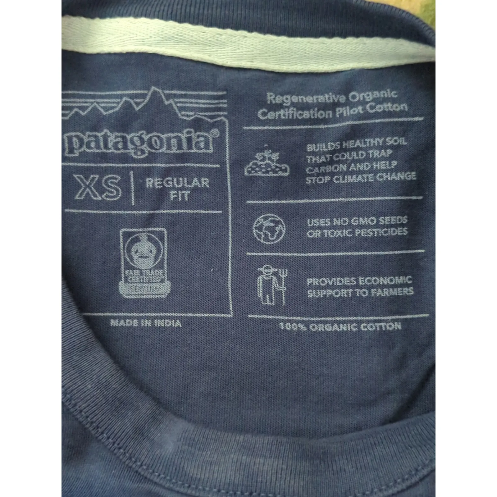 Patagonia Navy Road To Regenerative Ringer Tee Womens XS Regular Fit Organic - Image 7