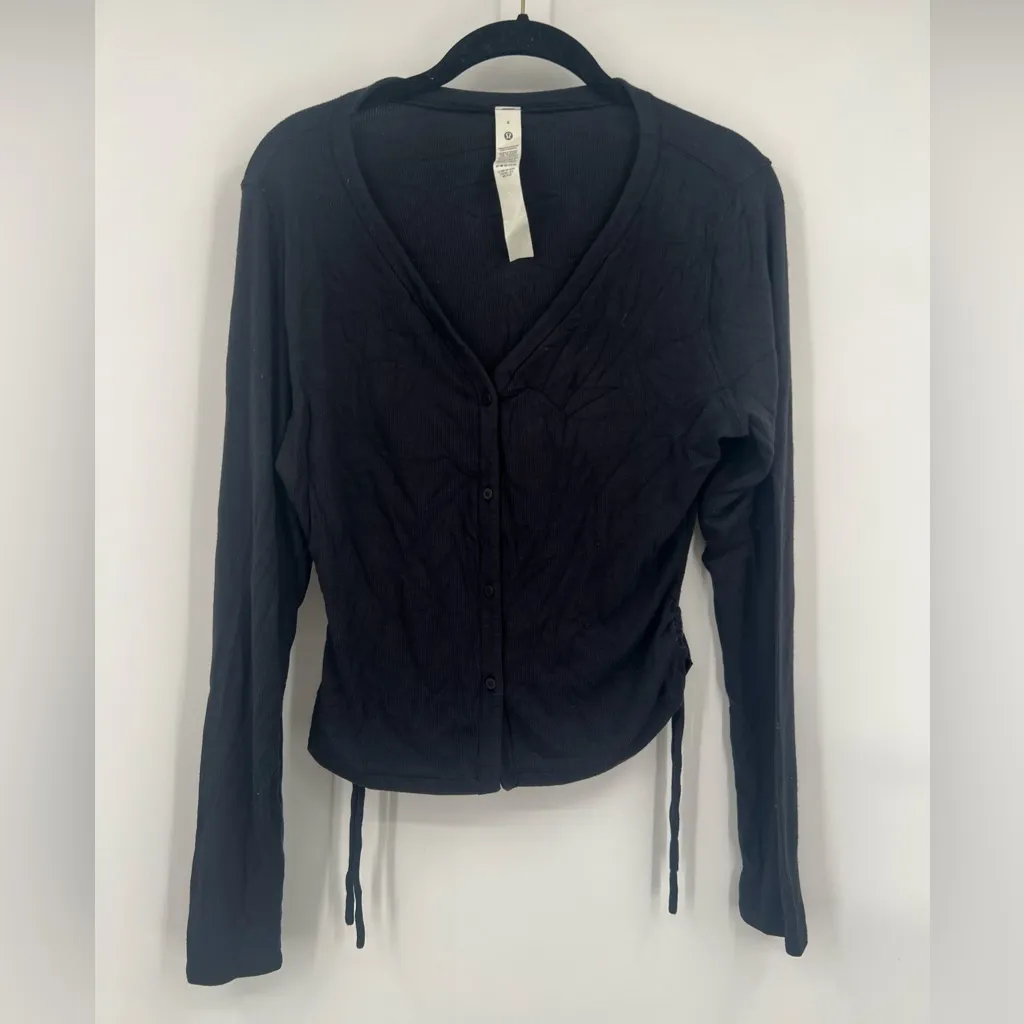lululemon Side-Cinch Ribbed Cardigan Black Size 8 - Image 3