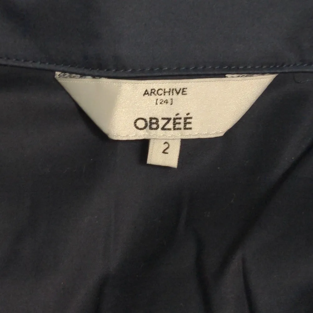 Obzee Womens Button Up Boyfriend Shirt Blue Long Sleeve Cuff Collar 2 Size M - Image 6