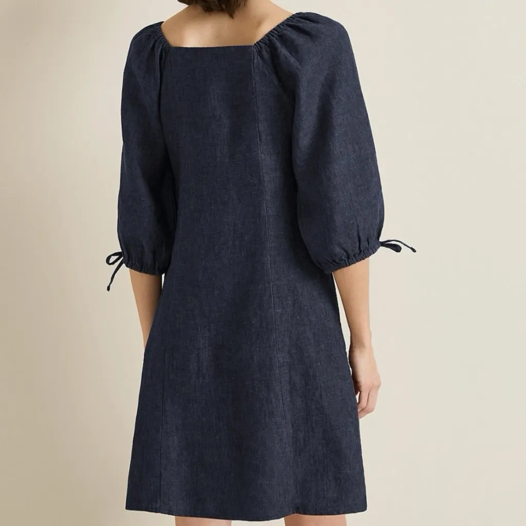 NEW Garnet Hill Women’s Linen Dress Size Medium Blue Beach Coastal Minimalist - Image 15