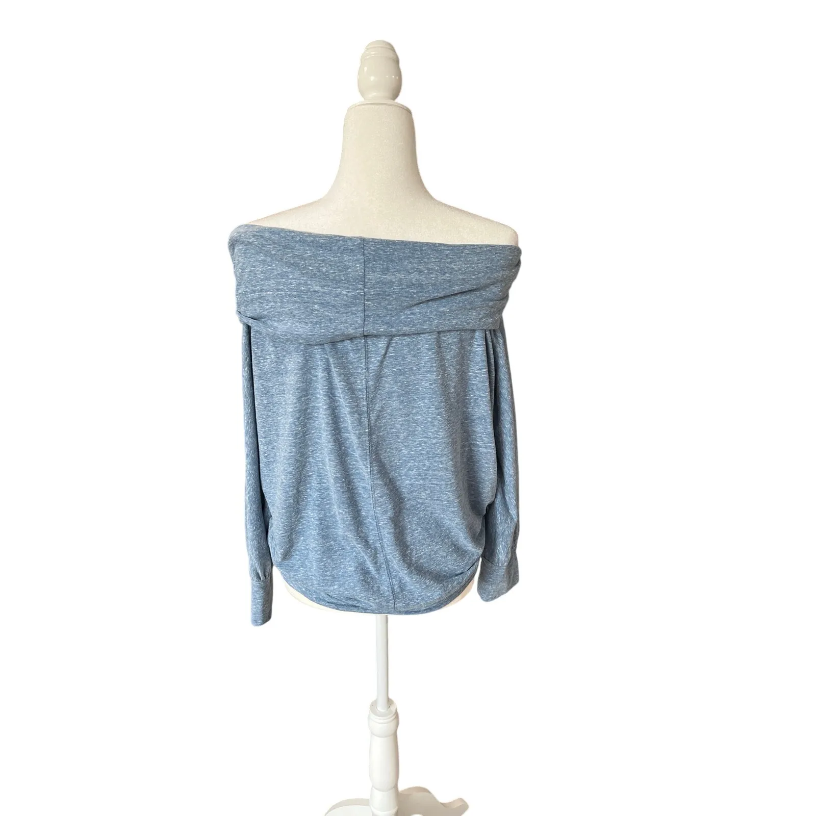 We The Free by Free People Heather Blue Batwing Wide Neck Top Women's Size S - Image 2