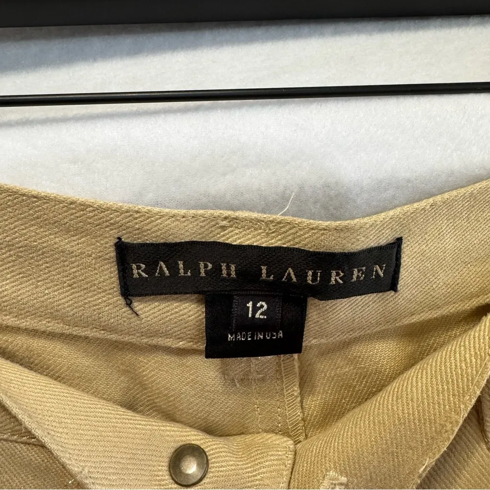Ralph Lauren Black Label Tan 100% Linen Flare Pants Women's 12 Union Made USA - Image 3