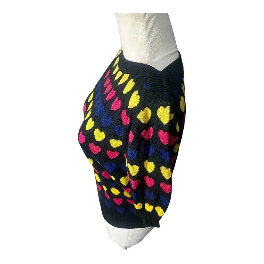 Vintage YSL Yves Saint Laurent heart sweater Size Medium Authentic Black - Image 4