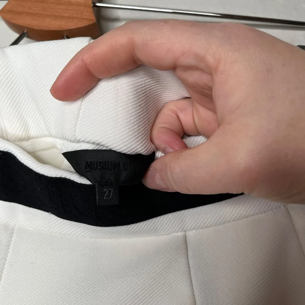 Musium Div. White Pleated Tennis Prep Logo Mini Skirt Black Waistband size 27 - Image 12