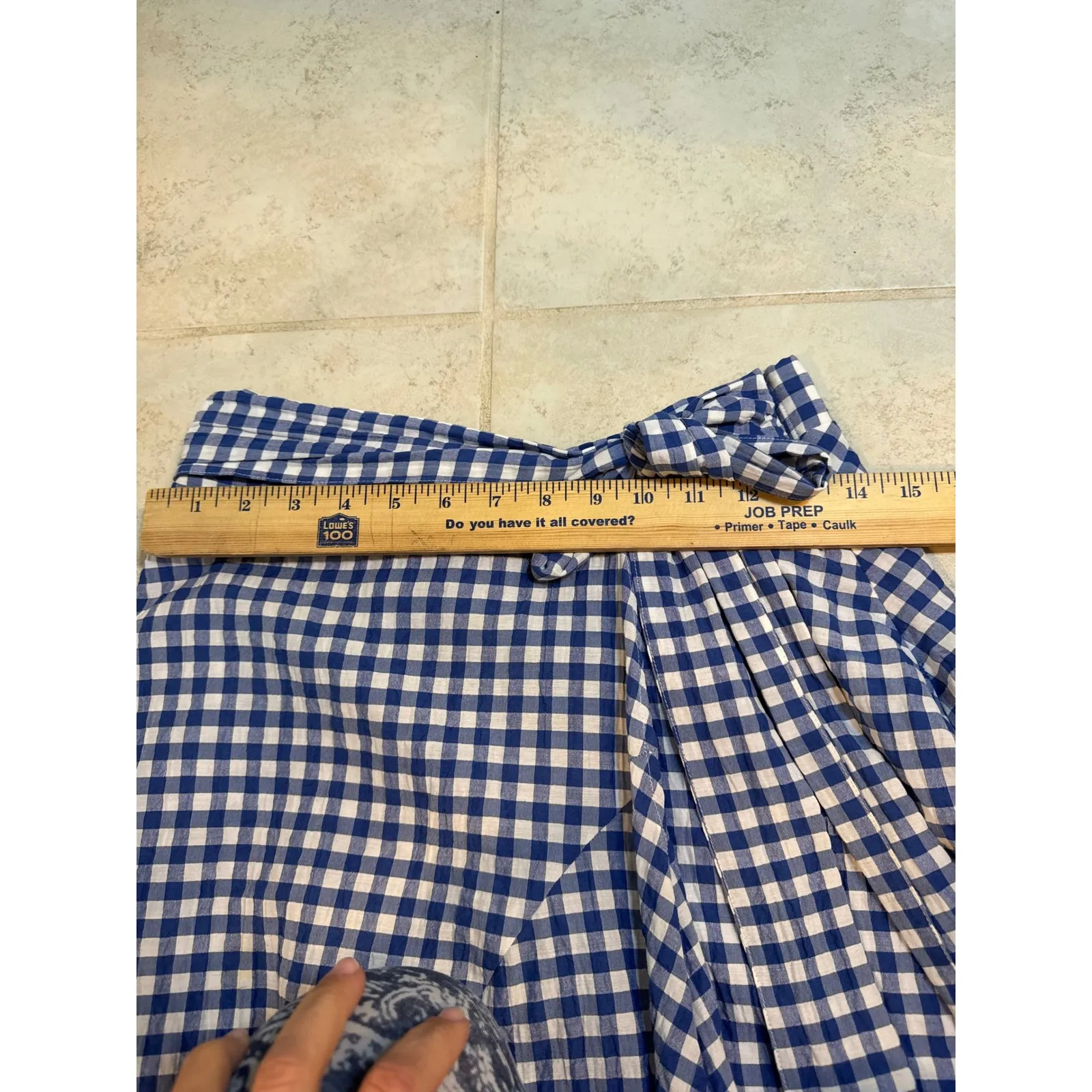 Maeve by Anthropologie Blue Gingham Wrap Midi Skirt Size 2 Tie Waist - Image 10