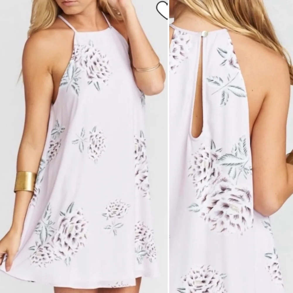 Show Me Your MuMu Gomez Lilac Floral Halter A Line  Mini Dress - Size XS - Image 3