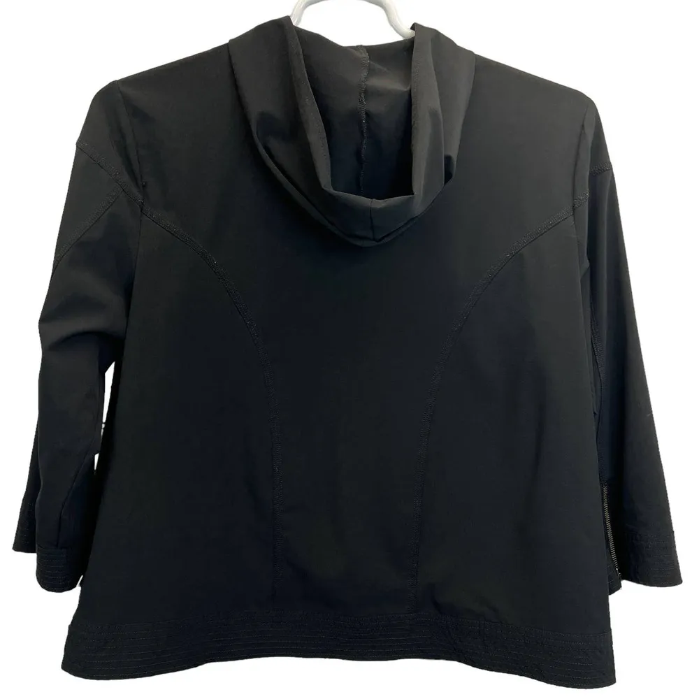 Zenergy by Chico's Zip Jacket Black Size Med Size 2 Lightweight Full Zip Hood - Image 4