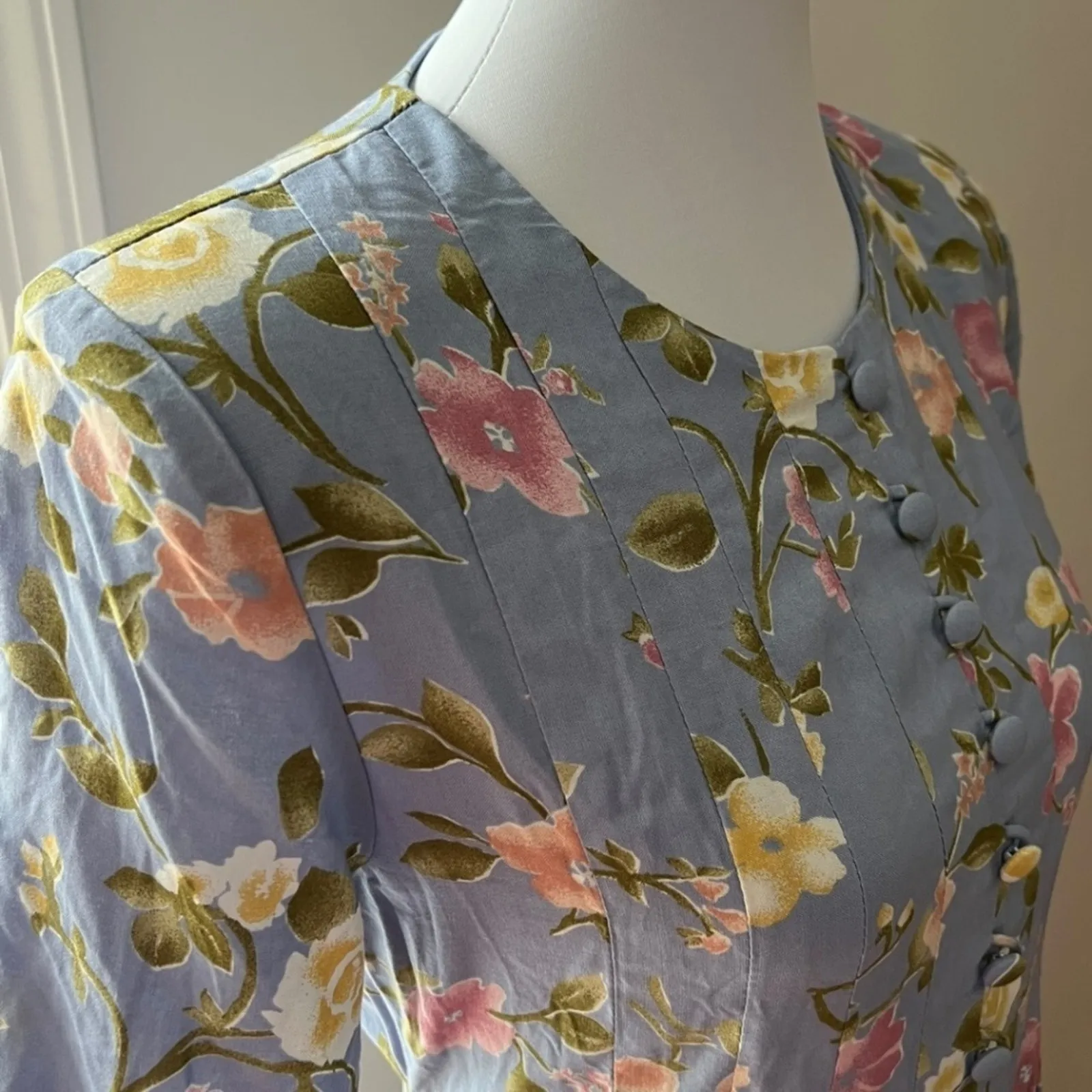 Vintage Small Dress 4 Maxi 90s Y2K Boho Midi Cottage Grunge Floral Tie back Purple - Image 4