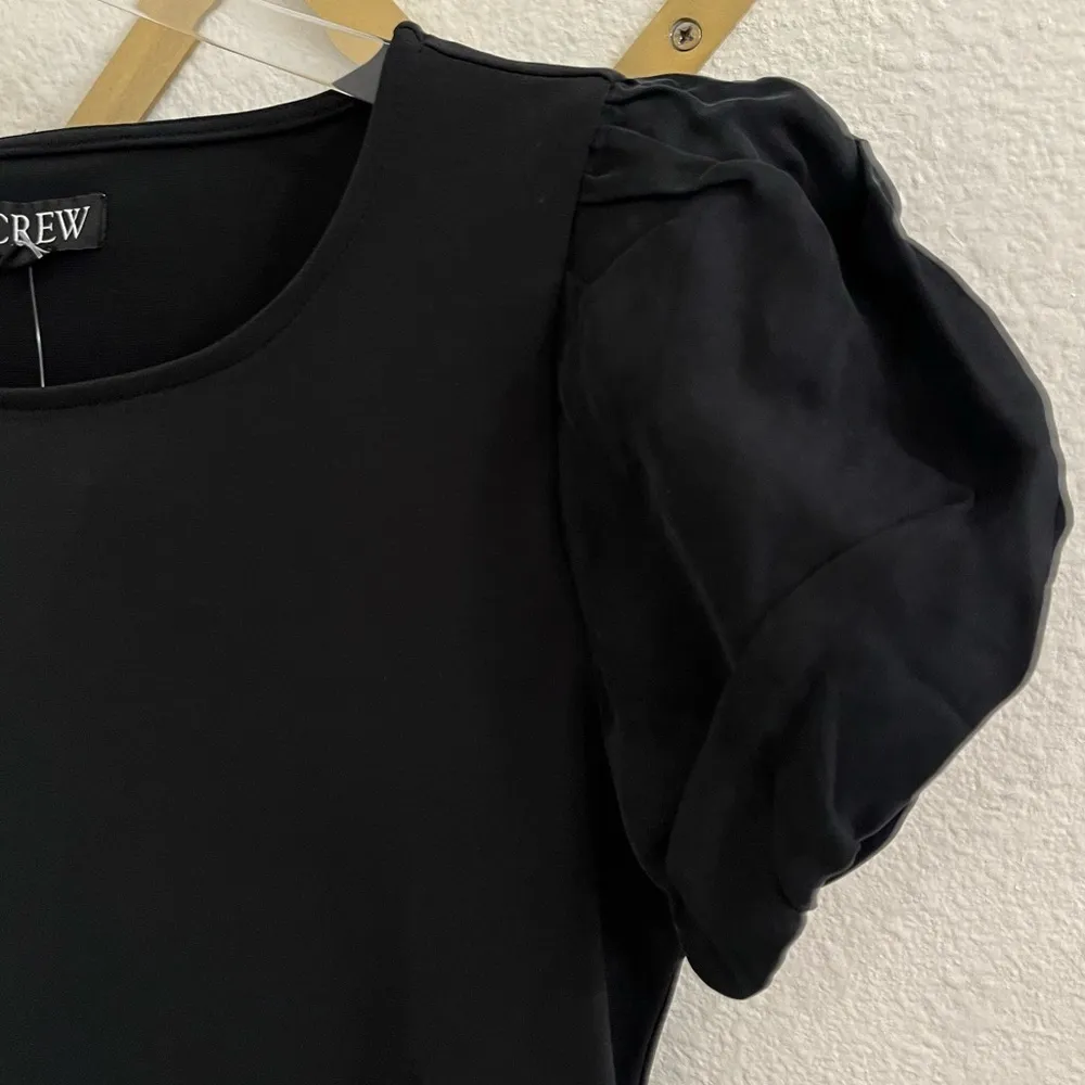 NWT J Crew Matte jersey T-shirt with cupro sleeves Black XXS - Image 5