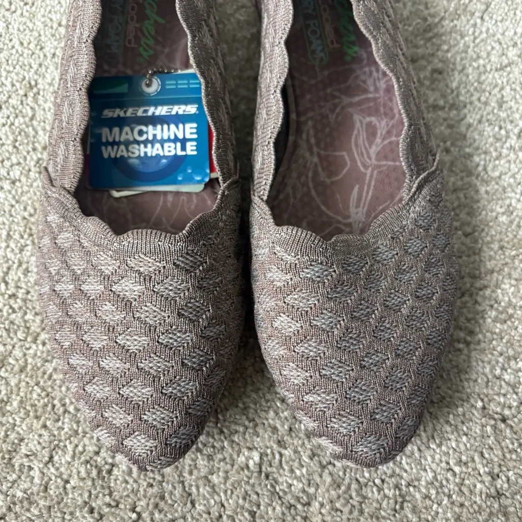 Skechers Air Cooled Memory Foam Cleo Ballet Flats Honeycomb Dark Taupe NWT - Image 6