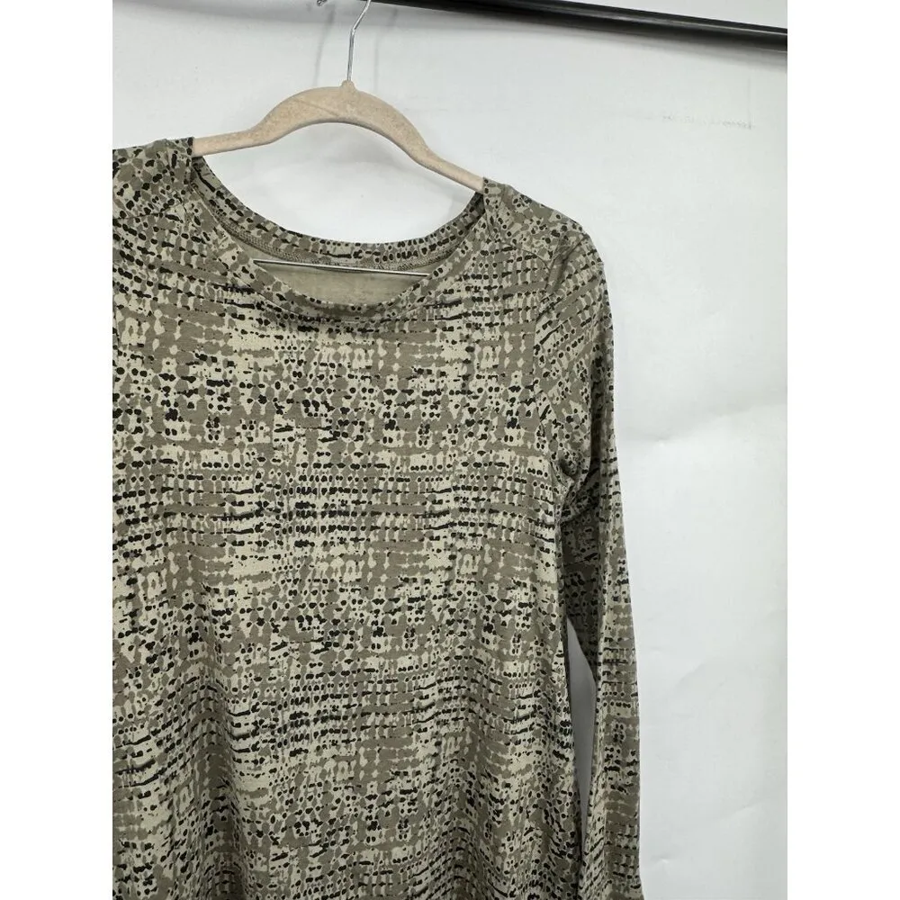 Pact Size S Revive Organic Cotton Stretch Long‎ Sleeve Swing Shirt Dress Olive - Image 6