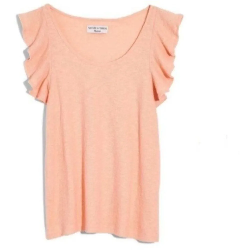 Madewell Texture & Thread Ruffle Sleeve Tank Top Romantic Coral S - Image 2