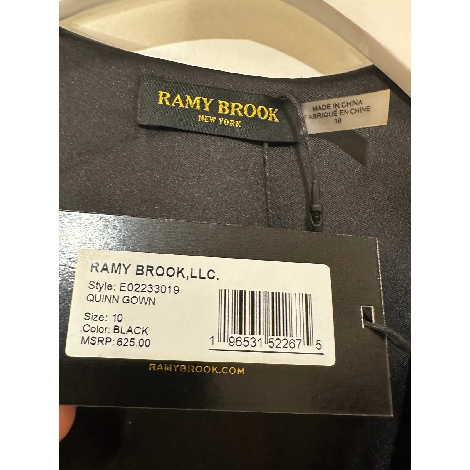 Ramy Brook Quinn Plunge-Neck Gown Dress Black Size 10 NWT Bold Front Slit - Image 4