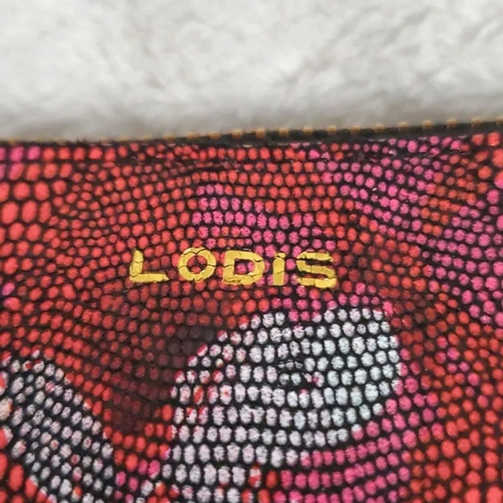 Lodis Floral Print Reptile Embossed Leather RFID Wristlet Clutch NWOT Multicolor Silver - Image 5