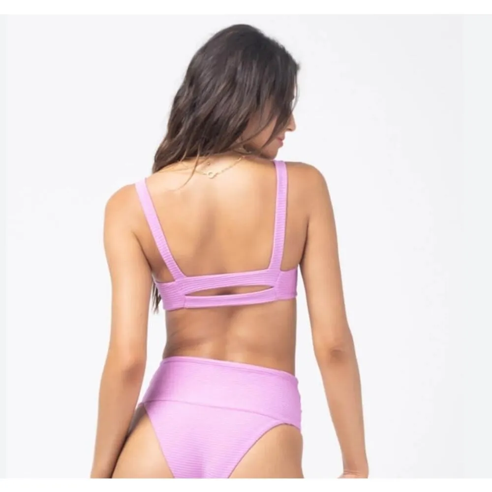 L*Space Jess Bikini Top in Rosebud Pink Ribbed Size D NWT - Image 2