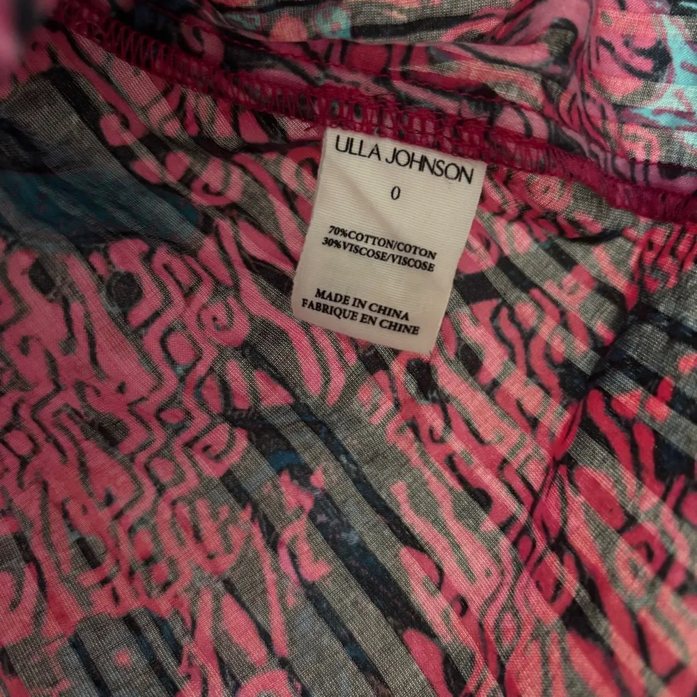 ULLA JOHNSON Pink Floral Flo Top Blouse Size 0 Puff Sleeve Tie Batik Snapdragon‎ - Image 6