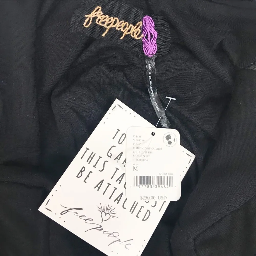 FREE PEOPLE Glitter & Gold Sequin Velvet Midi Dress Blue Black Size Medium‎ New - Image 8