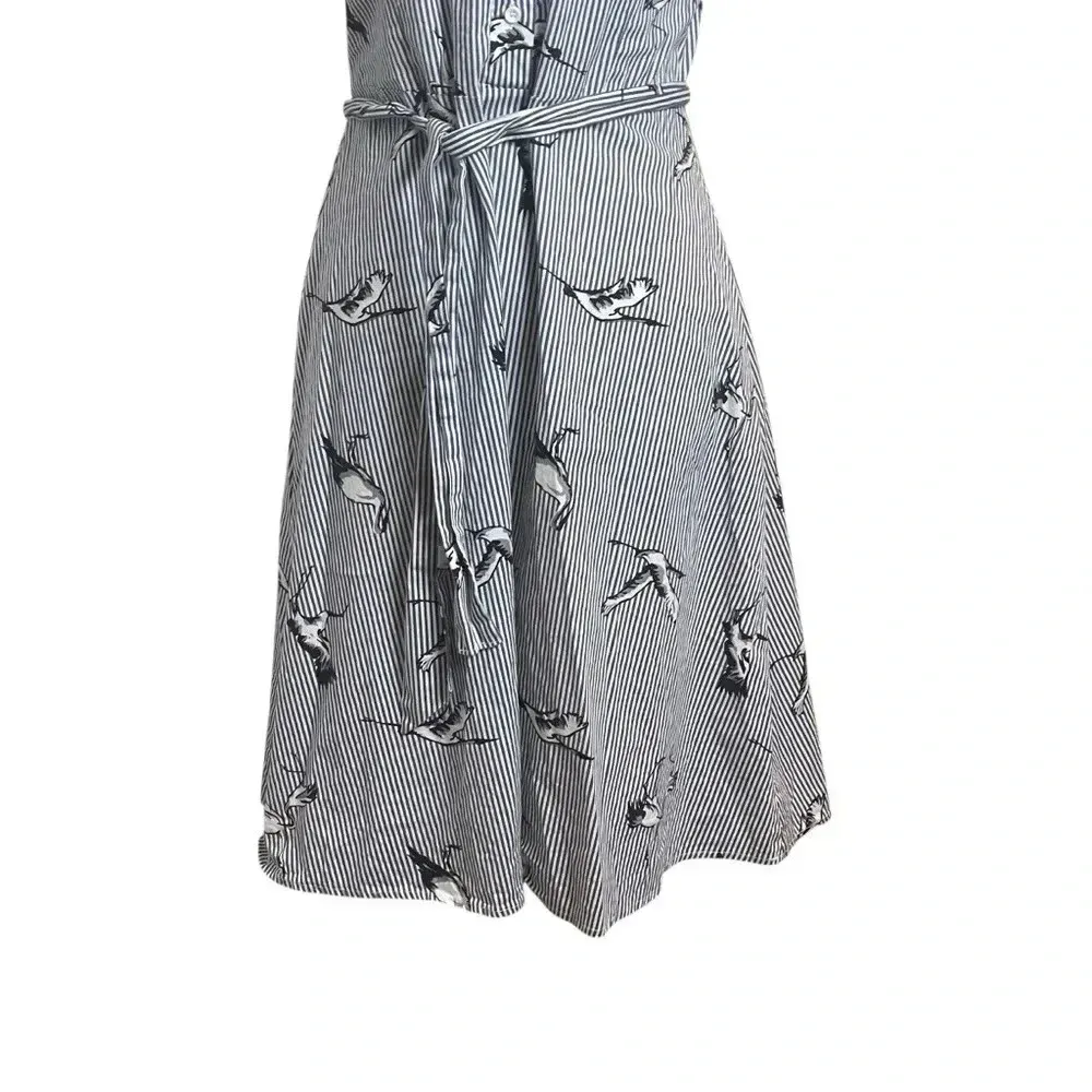 Sucrefas Navy White Striped 50s Style Collared Dress Small Rockabilly Pin - Image 3