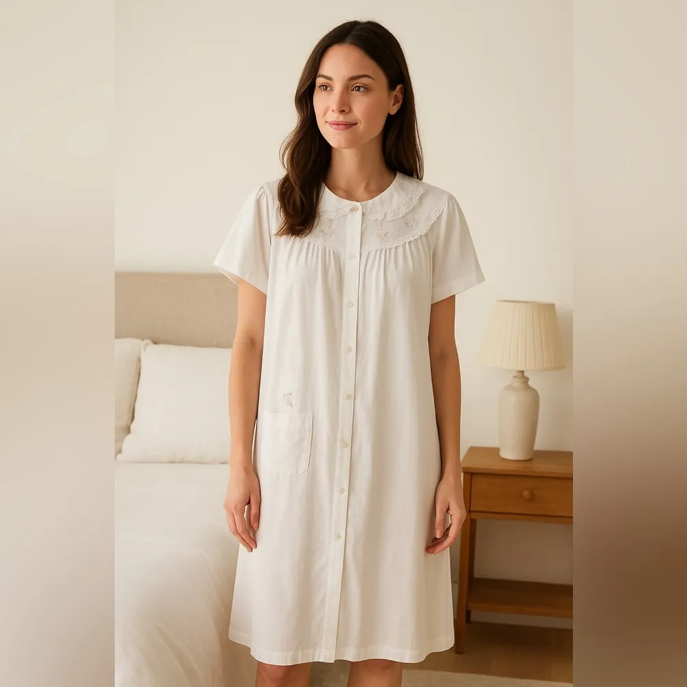 Vintage Sears Lace Babydoll Nightgown Romantic Minimalist Victorian |40/42 | L White Size L - Image 8