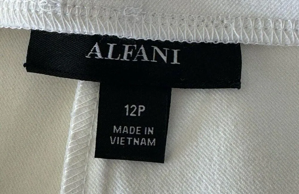 Alfani Petite SZ 12P Slim Ankle Pant Stretch Comfort Waist Fringe Hems White New - Image 6