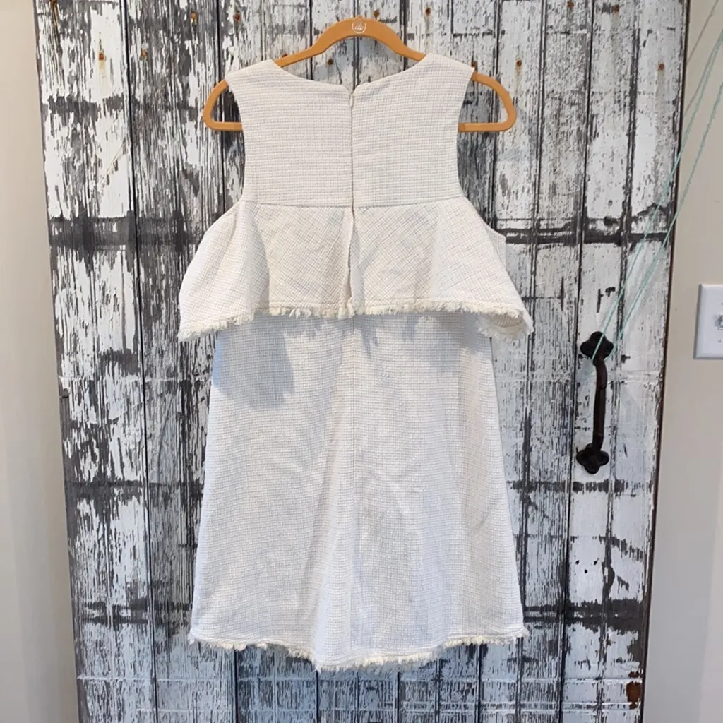 HD in Paris Anthropologie ivory tweed cold shoulder dress - Image 7