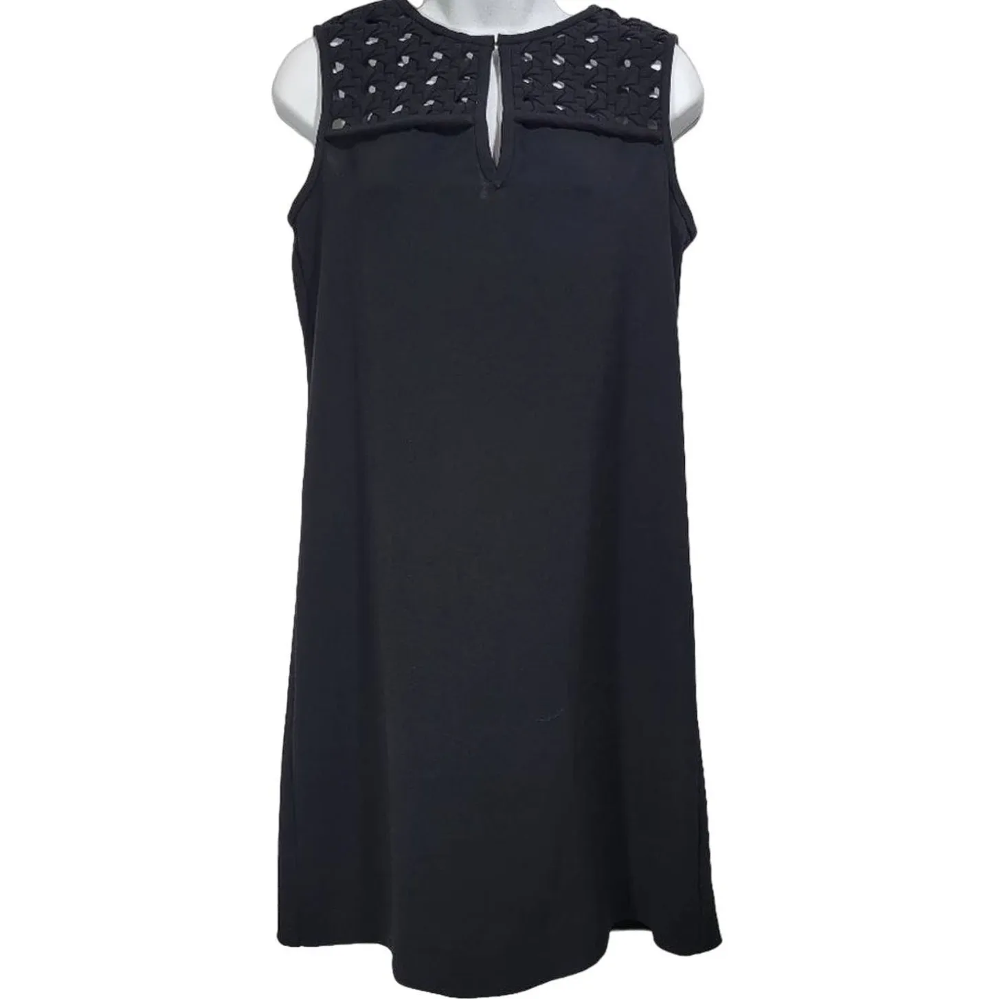 Diane von Furstenberg Black Sleeveless Sheath Hope Dress‎ Crochet Neck Detail 2 - Image 2