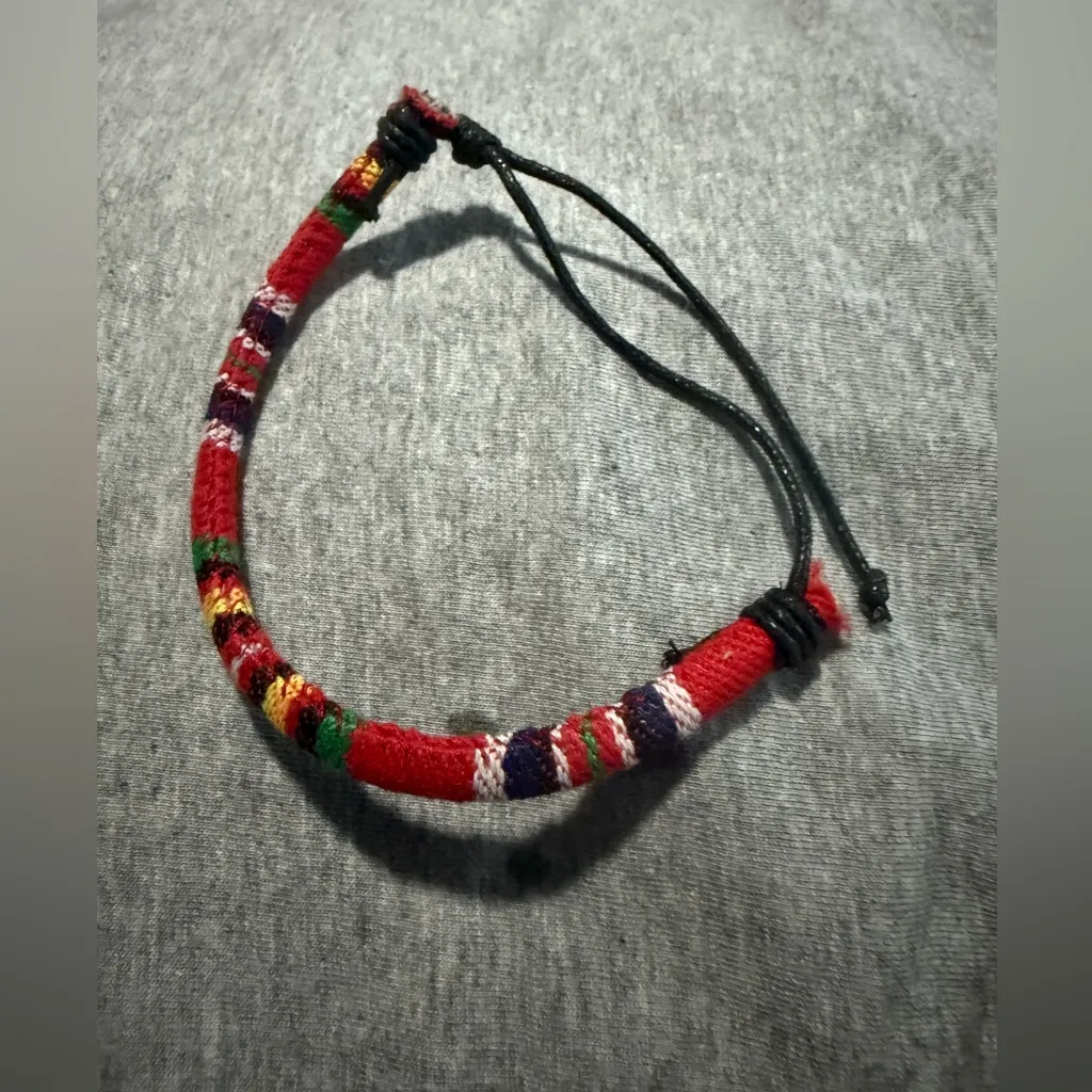 Colorful Woven Bracelet Red - Image 2