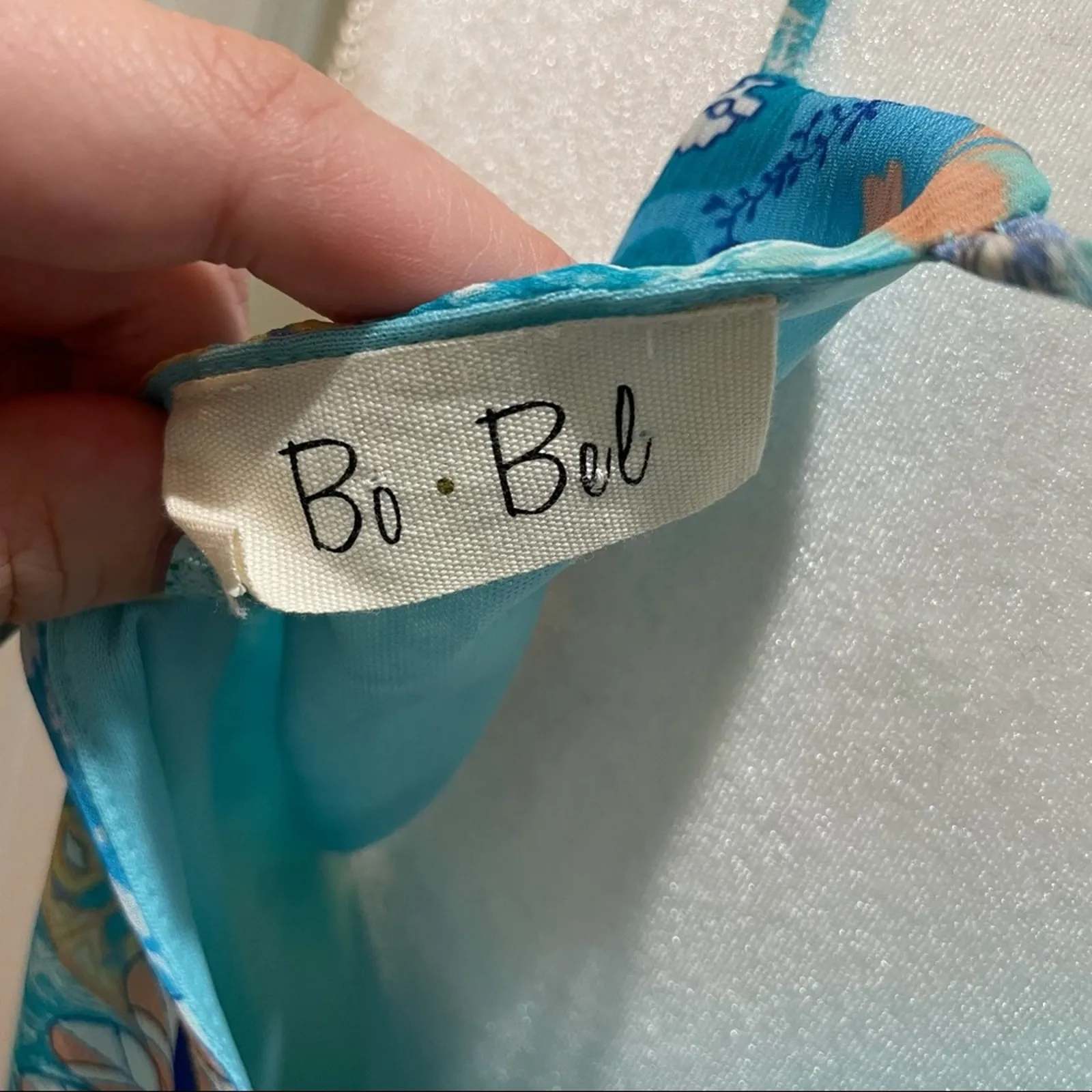 Bo Bel Swing Casual Printed  Dress Sleeveless Aqua Blue Women's Size Medium - Image 8