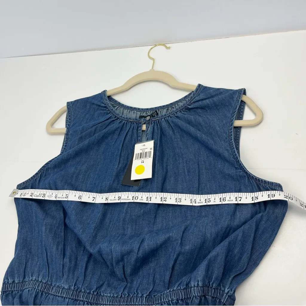 Lauren Ralph Lauren Blue Denim Sleeveless Dress‎ Womens SZ 14 Belted Western NEW - Image 9