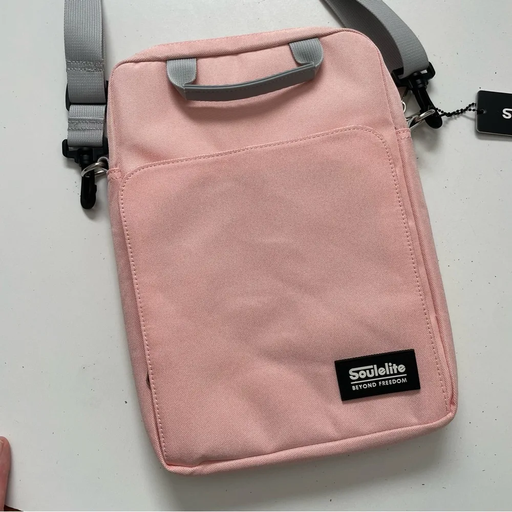 Soulelite Bag Crossbody Labtop Tablet Organization Lightweight Travel Pink Gray - Image 2