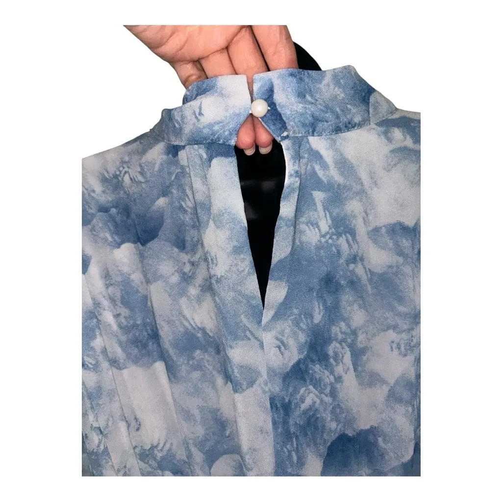 Elegant Long Sleeve Dress. Size one XL mock neck mother of the bride Blue - Image 4