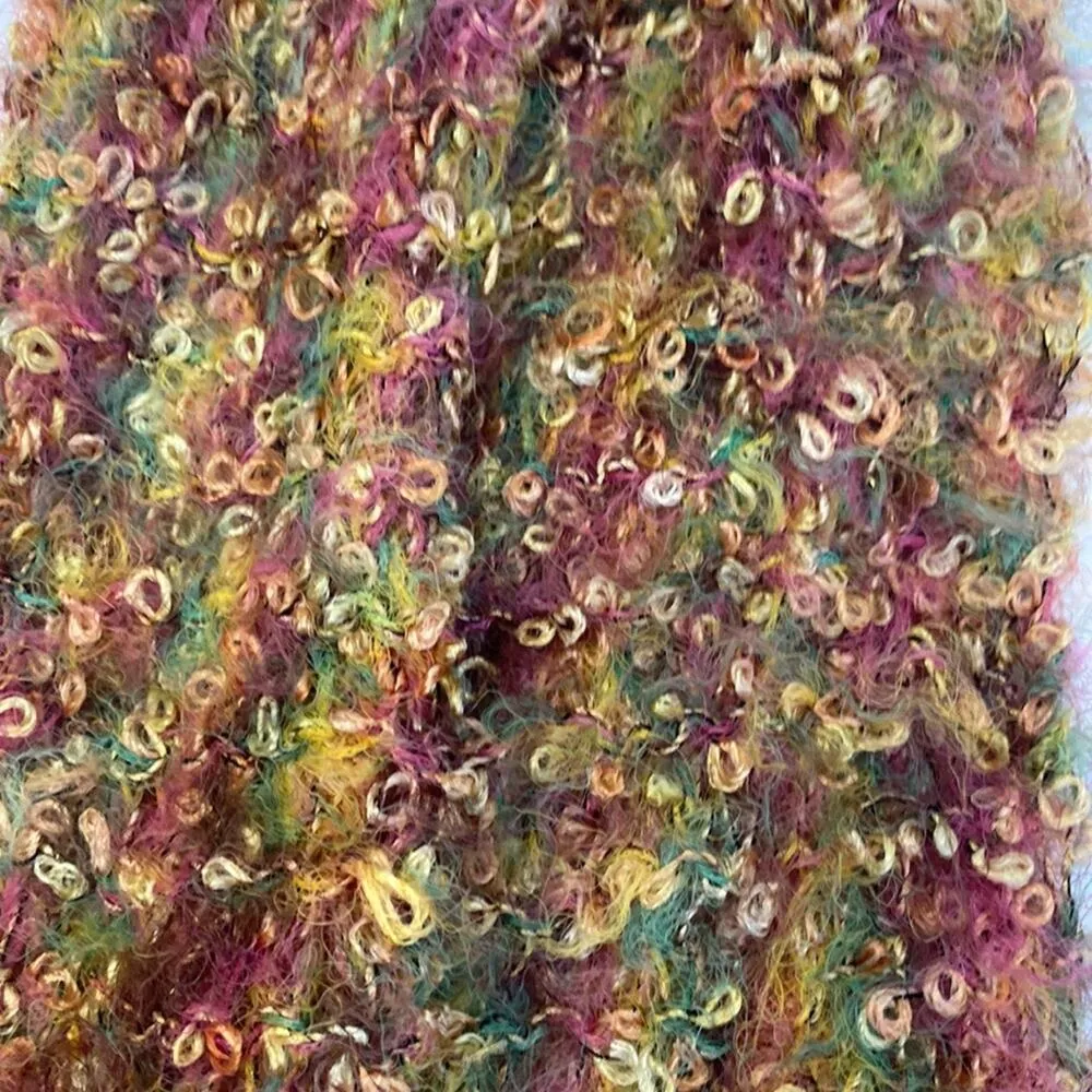 Handmade Soft Colorful Knit Scarf EUC OS Fuzzy Soft Boucle - Image 4