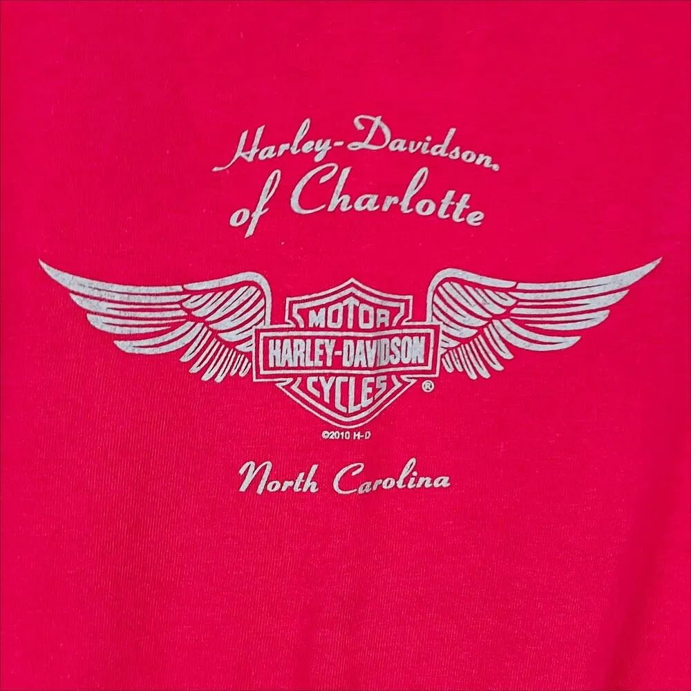 Harley Davidson of Charlotte NC Bright Pink Women's Tee Top Size Small - Image 4