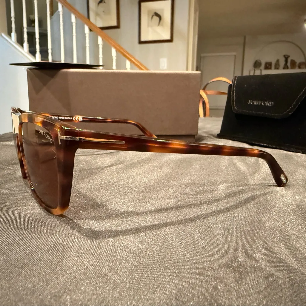 Tom Ford ASLAN FT1175 53E Blonde Havana/Brown Square Sunglasses - Image 10